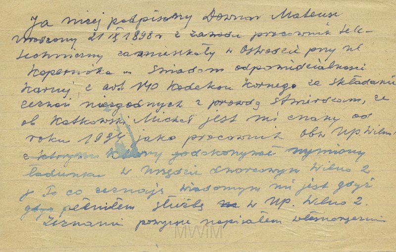 KKE 5513.jpg - Dok. Zeznania Mateusza Downara, Ostróda, lata 40-te XX wieku.